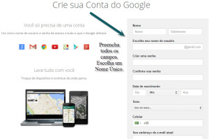 Registrar uma conta no Gmail